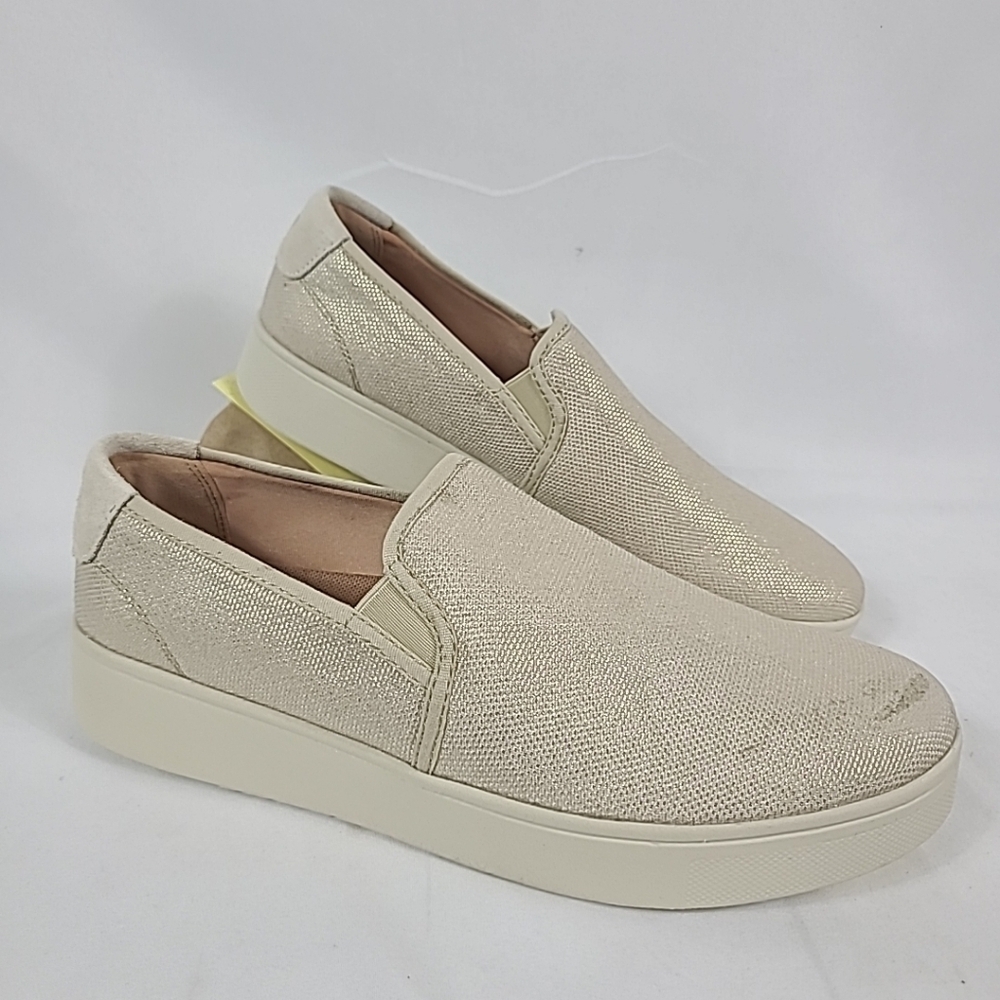 NEW Fitflop Plantino Women's Slip On Gold Canvas Sneakers Shoes Sz 8.5